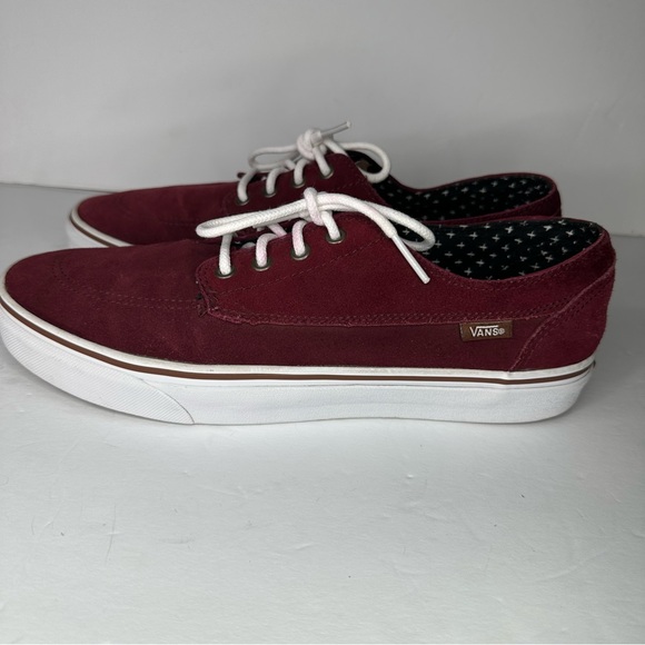 Vans Other - Vans Brigata Suede Low Top Maroon Burgundy Canvas Skateboarding Shoes Size 11
